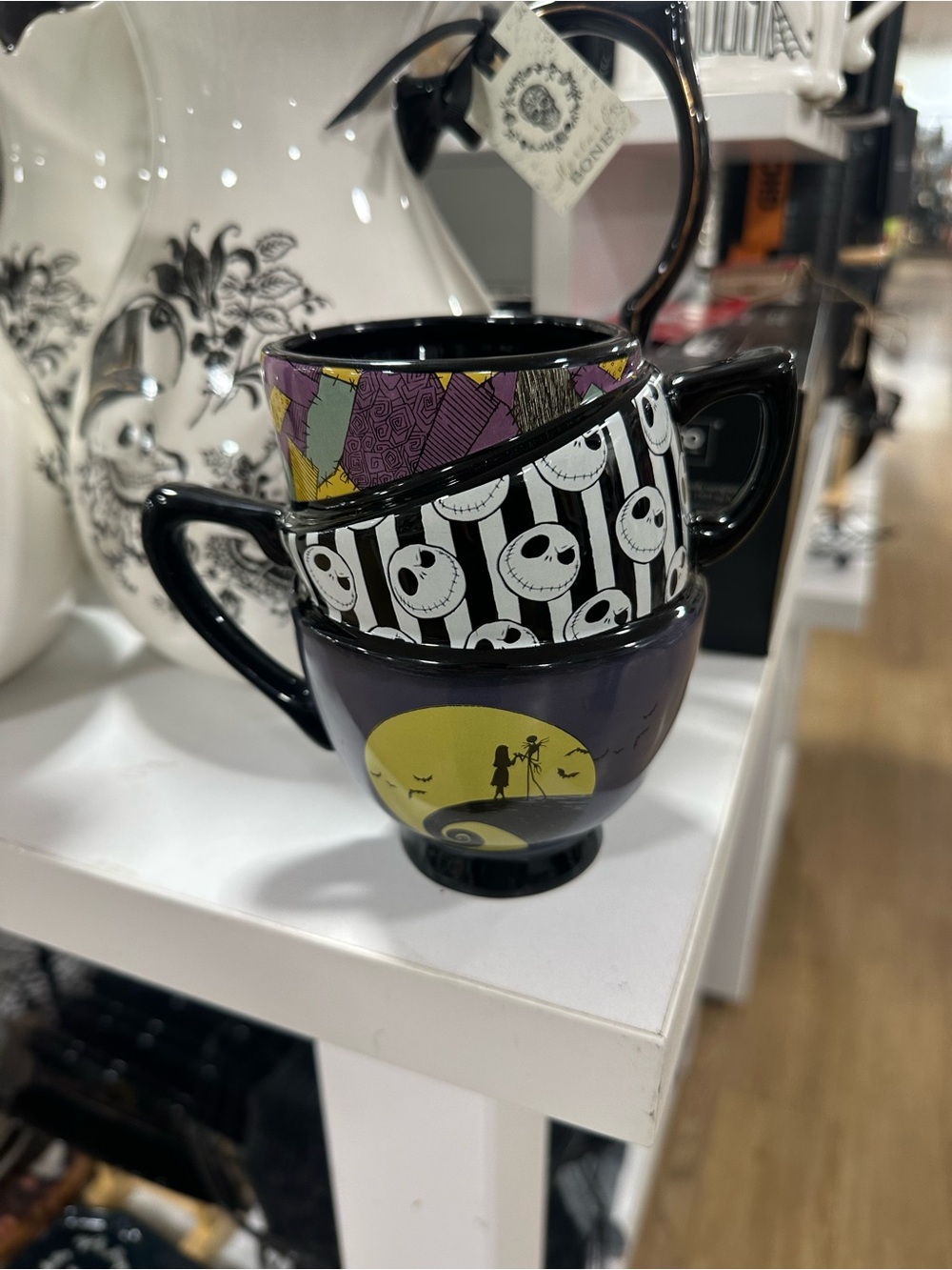 Disney The Nightmare Before Christmas Stackable Tea Cups - Black, Purple, Yellow